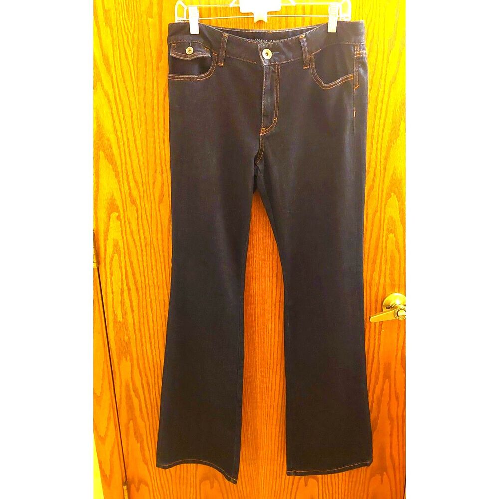 Banana Republic Dark Wash Bootcut Jeans 30 Flap Pocket Stretch Blue Denim